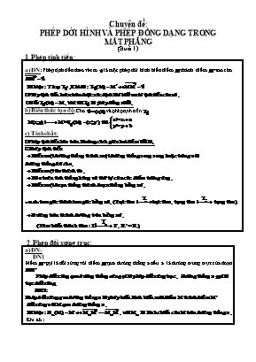 Chuyên đề Toán học lớp 11 - Bài 8: Phép dời hình và phép đồng dạng trong mặt phẳng