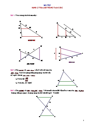 Đề thi chọn học sinh giỏi môn Toán Lớp 8 - Bài tập: Định lí Thales trong tam giác