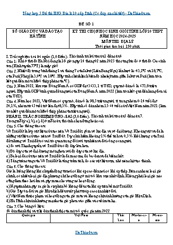 Tổng hợp 5 Đề thi HSG Địa lí 10 cấp Tỉnh (Có đáp án chi tiết)