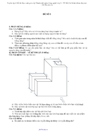 Tuyển tập 4 Đề thi Học sinh giỏi cấp Thành phố môn Công nghệ Lớp 9 - TP Hồ Chí Minh (Kèm đáp án)