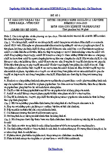 Tuyển tập 8 Đề thi Học sinh giỏi môn GDKT&PL Lớp 12 (Kèm đáp án)