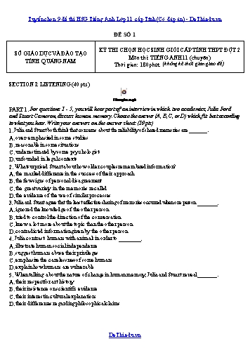 Tuyển chọn 9 đề thi HSG Tiếng Anh Lớp 11 cấp Tỉnh (Có đáp án)