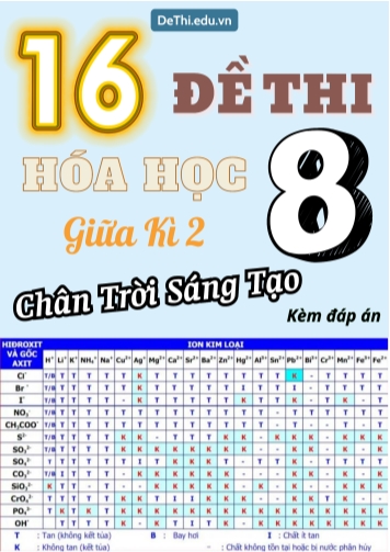 Tuyển tập 16 Đề thi giữa Kì 2 Hóa học 8 sách Chân Trời Sáng Tạo (Kèm đáp án)