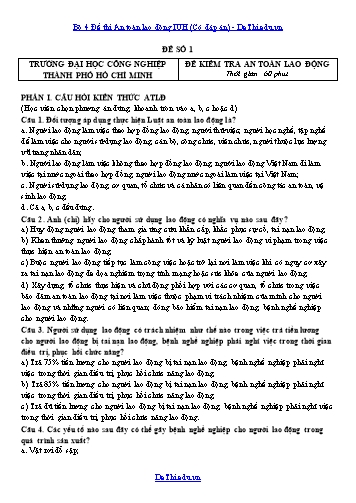 Bộ 4 Đề thi An toàn lao động IUH (Có đáp án)