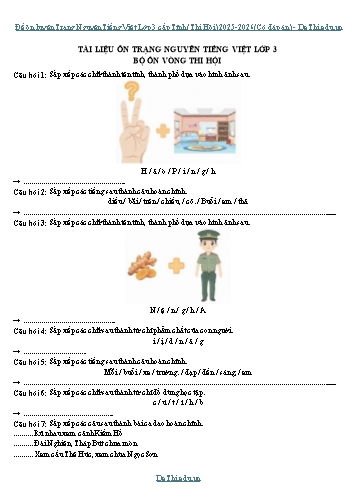 Đề ôn luyện Trạng Nguyên Tiếng Việt Lớp 3 cấp Tỉnh (Thi Hội) 2025-2026 (Có đáp án)