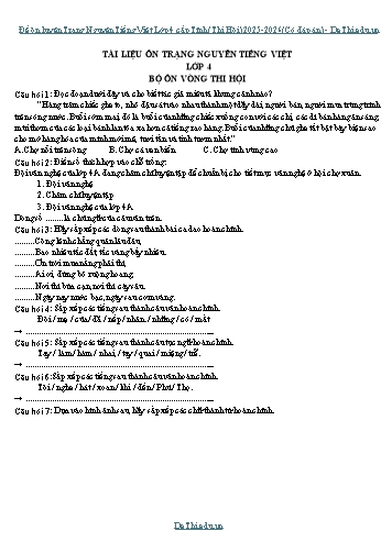Đề ôn luyện Trạng Nguyên Tiếng Việt Lớp 4 cấp Tỉnh (Thi Hội) 2025-2026 (Có đáp án)