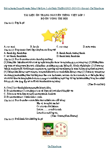 Đề ôn luyện Trạng Nguyên Tiếng Việt Lớp 5 cấp Tỉnh (Thi Hội) 2025-2026 (Có đáp án)