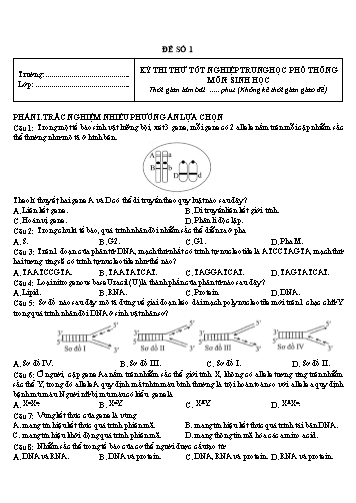 Tuyển tập 9 Đề thi thử Tốt nghiệp THPT môn Sinh Học các Trường THPT tại Hà Nội 2025-2026 (Kèm đáp án)