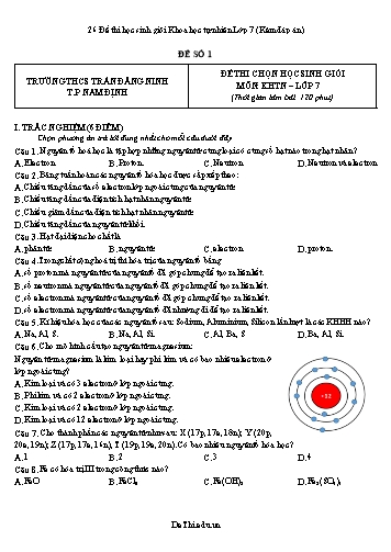 26 Đề thi học sinh giỏi Khoa học tự nhiên Lớp 7 (Kèm đáp án)